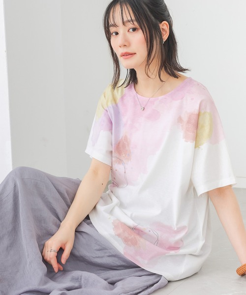 n'OrLABEL(ノアールレーベル)の「水彩プリントカットソー(Tシャツ/カットソー・レディース・ピンク/ブルー・FREE)」の4枚目の写真