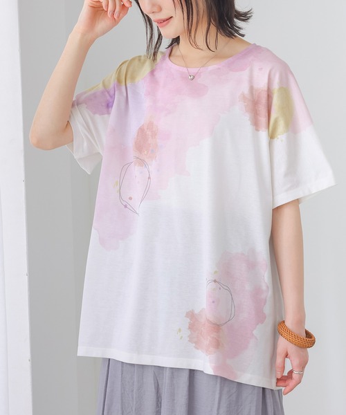n'OrLABEL(ノアールレーベル)の「水彩プリントカットソー(Tシャツ/カットソー・レディース・ピンク/ブルー・FREE)」の5枚目の写真