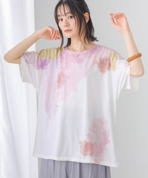 n'OrLABEL(ノアールレーベル)の「水彩プリントカットソー(Tシャツ/カットソー・レディース・ピンク/ブルー・FREE)」の6枚目の写真