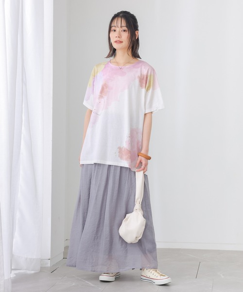 n'OrLABEL(ノアールレーベル)の「水彩プリントカットソー(Tシャツ/カットソー・レディース・ピンク/ブルー・FREE)」の7枚目の写真