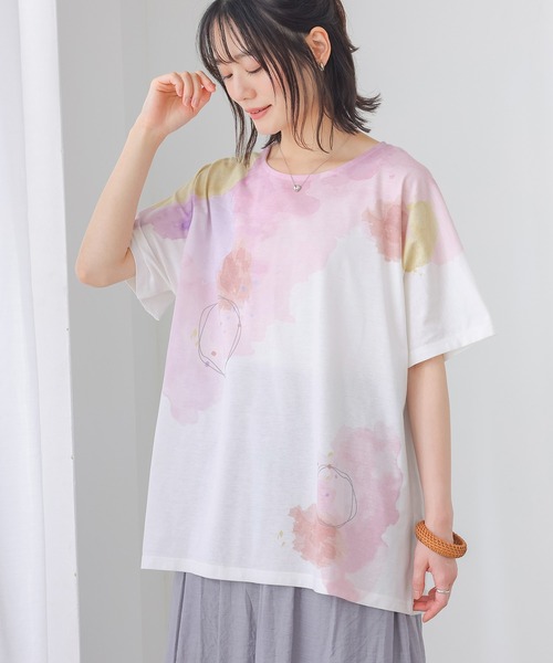 n'OrLABEL(ノアールレーベル)の「水彩プリントカットソー(Tシャツ/カットソー・レディース・ピンク/ブルー・FREE)」の8枚目の写真