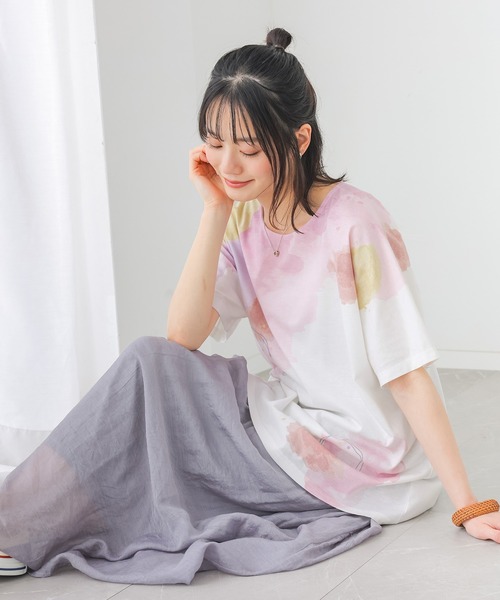 n'OrLABEL(ノアールレーベル)の「水彩プリントカットソー(Tシャツ/カットソー・レディース・ピンク/ブルー・FREE)」の9枚目の写真