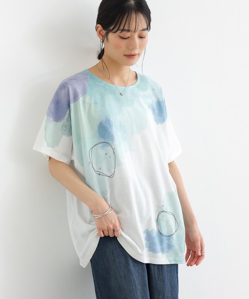 n'OrLABEL(ノアールレーベル)の「水彩プリントカットソー(Tシャツ/カットソー・レディース・ピンク/ブルー・FREE)」の10枚目の写真