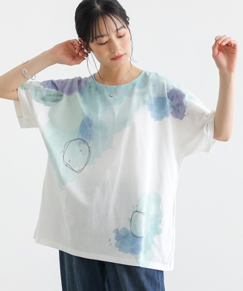 n'OrLABEL(ノアールレーベル)の「水彩プリントカットソー(Tシャツ/カットソー・レディース・ピンク/ブルー・FREE)」の14枚目の写真