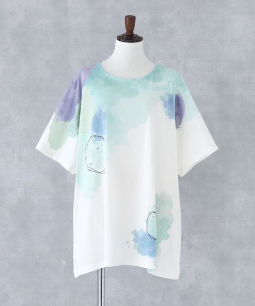 n'OrLABEL(ノアールレーベル)の「水彩プリントカットソー(Tシャツ/カットソー・レディース・ピンク/ブルー・FREE)」の22枚目の写真