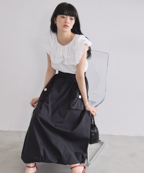 &. NOSTALGIA(アンドドットノスタルジア)の「【ZOZO限定】カーゴポケットバルーンスカート(スカート・レディース・ホワイト/ブラック・M)」の19枚目の写真