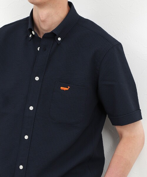 NOLLEY’S(ノーリーズ)の「クジラBD S/S サッカー/オックス 半袖シャツ 26SS(シャツ/ブラウス・メンズ・ブラック系その他/サックスブルー/ネイビー/ホワイト/ピンク・S/XL/L/M)」の3枚目の写真