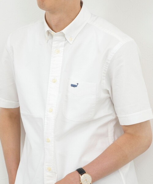 NOLLEY’S(ノーリーズ)の「クジラBD S/S サッカー/オックス 半袖シャツ 26SS(シャツ/ブラウス・メンズ・ブラック系その他/サックスブルー/ネイビー/ホワイト/ピンク・S/XL/L/M)」の1枚目の写真