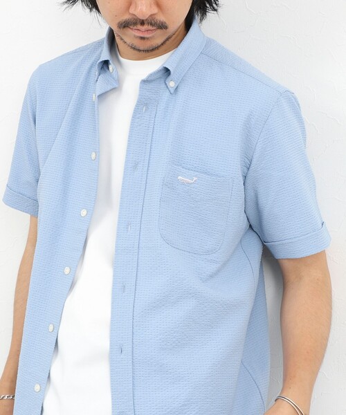 NOLLEY’S(ノーリーズ)の「クジラBD S/S サッカー/オックス 半袖シャツ 26SS(シャツ/ブラウス・メンズ・ブラック系その他/サックスブルー/ネイビー/ホワイト/ピンク・S/XL/L/M)」の4枚目の写真