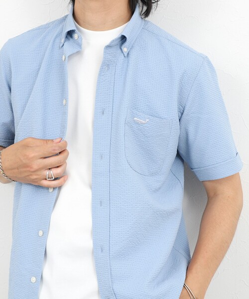 NOLLEY’S(ノーリーズ)の「クジラBD S/S サッカー/オックス 半袖シャツ 26SS(シャツ/ブラウス・メンズ・ブラック系その他/サックスブルー/ネイビー/ホワイト/ピンク・S/XL/L/M)」の8枚目の写真