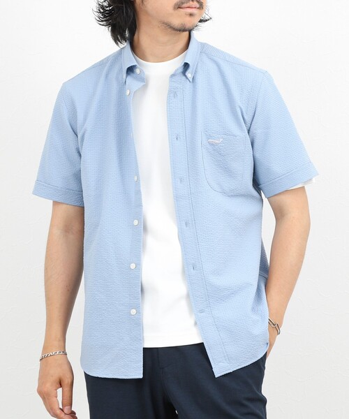 NOLLEY’S(ノーリーズ)の「クジラBD S/S サッカー/オックス 半袖シャツ 26SS(シャツ/ブラウス・メンズ・ブラック系その他/サックスブルー/ネイビー/ホワイト/ピンク・S/XL/L/M)」の10枚目の写真