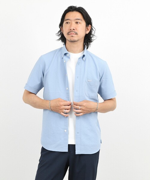 NOLLEY’S(ノーリーズ)の「クジラBD S/S サッカー/オックス 半袖シャツ 26SS(シャツ/ブラウス・メンズ・ブラック系その他/サックスブルー/ネイビー/ホワイト/ピンク・S/XL/L/M)」の13枚目の写真