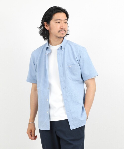 NOLLEY’S(ノーリーズ)の「クジラBD S/S サッカー/オックス 半袖シャツ 26SS(シャツ/ブラウス・メンズ・ブラック系その他/サックスブルー/ネイビー/ホワイト/ピンク・S/XL/L/M)」の14枚目の写真