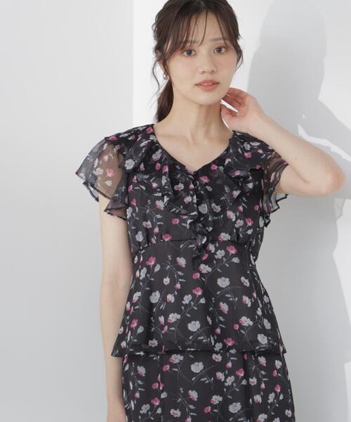 PROPORTION BODY DRESSING(プロポーションボディドレッシング)の「フラワープリントペプラムブラウス / 1216210701(シャツ/ブラウス・レディース・ホワイト系その他/ブラック・SMALL/MEDIUM)」の3枚目の写真