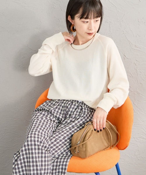HANES（ヘインズ）の「[HANES/ヘインズ] サーマル クルーネックロングスリーブカットソー（Tシャツ/カットソー・レディース・オフホワイト/レッド/グレー・L/M）」の2枚目の写真