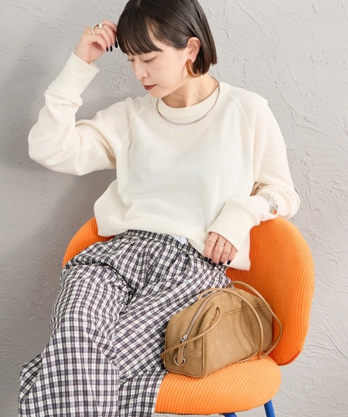 HANES（ヘインズ）の「[HANES/ヘインズ] サーマル クルーネックロングスリーブカットソー（Tシャツ/カットソー・レディース・オフホワイト/レッド/グレー・L/M）」の7枚目の写真