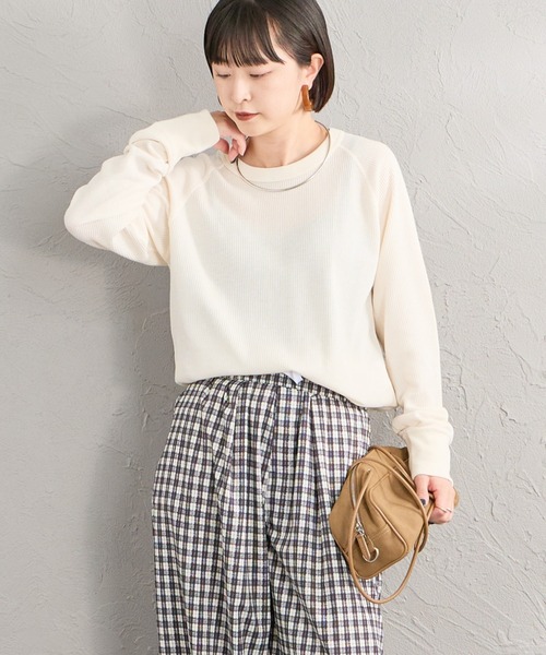 HANES（ヘインズ）の「[HANES/ヘインズ] サーマル クルーネックロングスリーブカットソー（Tシャツ/カットソー・レディース・オフホワイト/レッド/グレー・L/M）」の8枚目の写真