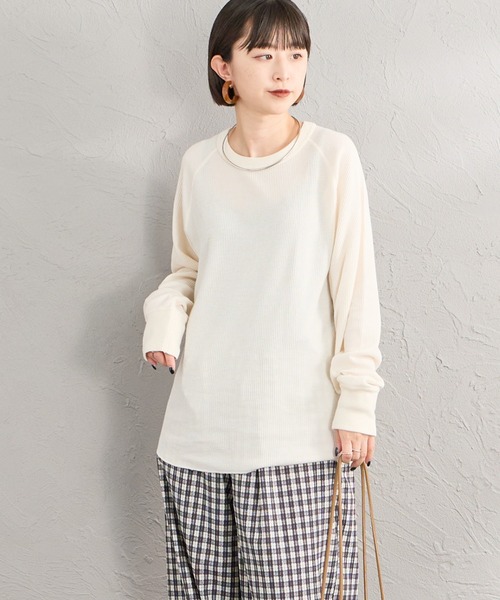 HANES（ヘインズ）の「[HANES/ヘインズ] サーマル クルーネックロングスリーブカットソー（Tシャツ/カットソー・レディース・オフホワイト/レッド/グレー・L/M）」の12枚目の写真