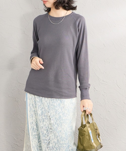 HANES（ヘインズ）の「[HANES/ヘインズ] サーマル クルーネックロングスリーブカットソー（Tシャツ/カットソー・レディース・オフホワイト/レッド/グレー・L/M）」の21枚目の写真