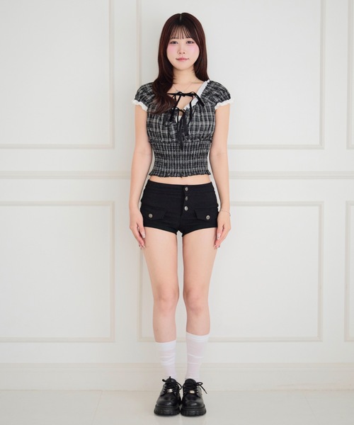 ALLuRing ChaRm(アリュリングチャーム)の「Urban Flap Pocket Shorts / アーバンフラップポケットショーツ(スウェットパンツ・レディース・ベージュ/ブラック/ホワイト・S/M)」の15枚目の写真