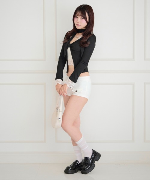 ALLuRing ChaRm(アリュリングチャーム)の「Urban Flap Pocket Shorts / アーバンフラップポケットショーツ(スウェットパンツ・レディース・ベージュ/ブラック/ホワイト・S/M)」の10枚目の写真
