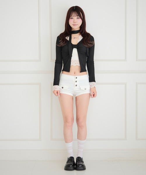 ALLuRing ChaRm(アリュリングチャーム)の「Urban Flap Pocket Shorts / アーバンフラップポケットショーツ(スウェットパンツ・レディース・ベージュ/ブラック/ホワイト・S/M)」の8枚目の写真