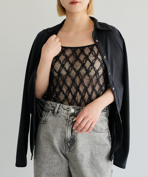 IENA LA BOUCLE（イエナラブークル）の「IENA LA BOUCLE ダイヤlaceキャミソール（キャミソール・レディース・ホワイト/ブラック・FREE）」の6枚目の写真
