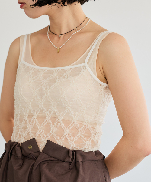 IENA LA BOUCLE（イエナラブークル）の「IENA LA BOUCLE ダイヤlaceキャミソール（キャミソール・レディース・ホワイト/ブラック・FREE）」の20枚目の写真