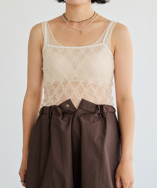 IENA LA BOUCLE（イエナラブークル）の「IENA LA BOUCLE ダイヤlaceキャミソール（キャミソール・レディース・ホワイト/ブラック・FREE）」の21枚目の写真