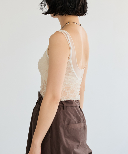 IENA LA BOUCLE（イエナラブークル）の「IENA LA BOUCLE ダイヤlaceキャミソール（キャミソール・レディース・ホワイト/ブラック・FREE）」の22枚目の写真