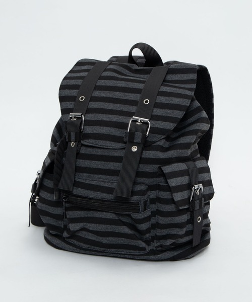 WEGO(ウィゴー)の「WEGO/【26年春夏新作】ボーダー柄フラップリュック(バックパック/リュック・レディース・グレー系その他5・FREE)」の7枚目の写真