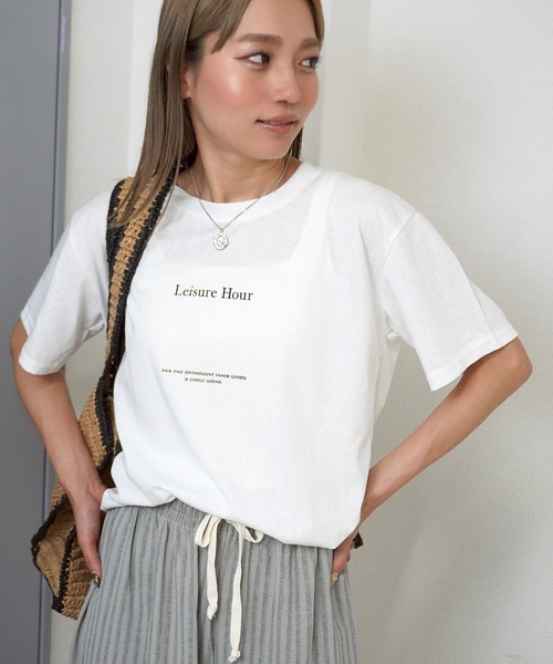 gossara(ゴサラ)の「【デイリー使いにぴったり】フロントロゴプリントT(Tシャツ/カットソー・レディース・ホワイト/ネイビー/オートミール・FREE)」の18枚目の写真