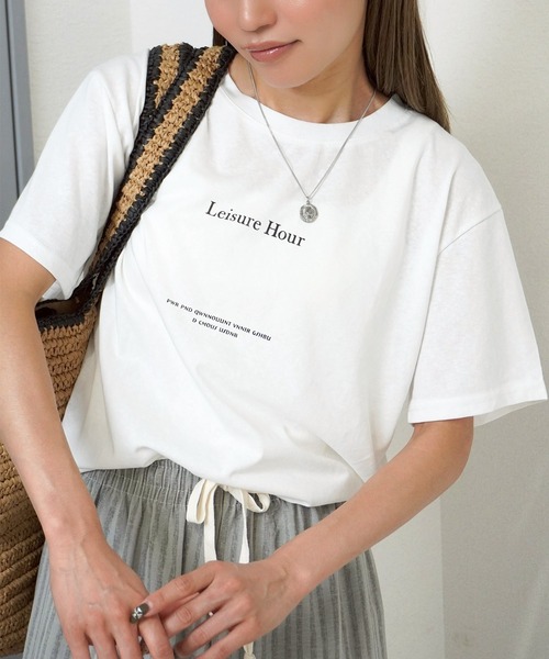 gossara(ゴサラ)の「【デイリー使いにぴったり】フロントロゴプリントT(Tシャツ/カットソー・レディース・ホワイト/ネイビー/オートミール・FREE)」の17枚目の写真