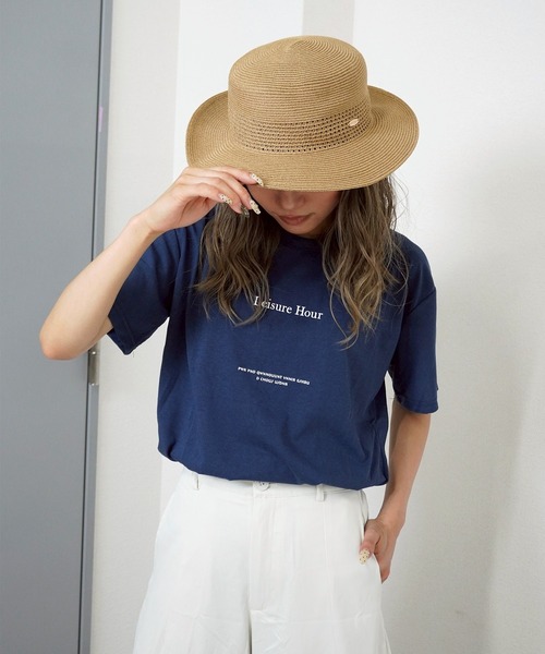 gossara(ゴサラ)の「【デイリー使いにぴったり】フロントロゴプリントT(Tシャツ/カットソー・レディース・ホワイト/ネイビー/オートミール・FREE)」の8枚目の写真