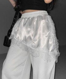 【 2color 】レースドッキングレイヤードスウェットワイドパンツ / lace docking layered sweat wide pants