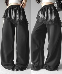 【 ２color 】レースドッキングレイヤードスウェットワイドパンツ ／ lace docking layered sweat wide pants