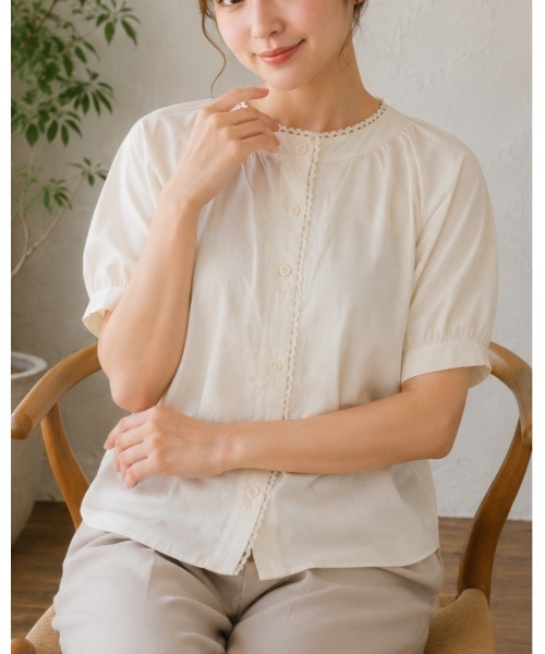 FAZVY(ファズビー)の「レーストリムブラウス(シャツ/ブラウス・レディース・ブラック/ベージュ・M)」の20枚目の写真