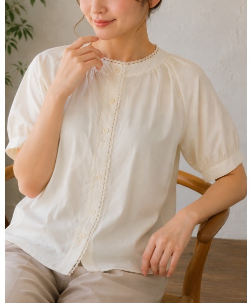 FAZVY(ファズビー)の「レーストリムブラウス(シャツ/ブラウス・レディース・ブラック/ベージュ・M)」の21枚目の写真