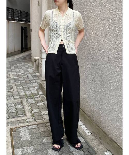 MURUA(ムルーア)の「ベーシックバレルレッグパンツ(その他パンツ・レディース・ブラック/アイボリー/ブラウン・1/2)」の9枚目の写真
