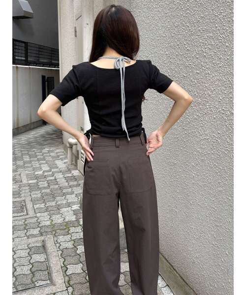 MURUA(ムルーア)の「ベーシックバレルレッグパンツ(その他パンツ・レディース・ブラック/アイボリー/ブラウン・1/2)」の18枚目の写真