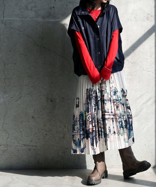 antiqua（アンティカ）の「幾何学柄 アート柄 プリーツスカート（スカート・レディース・ブルー系その他/ブラック系その他/ホワイト系その他・ONESIZE）」の5枚目の写真