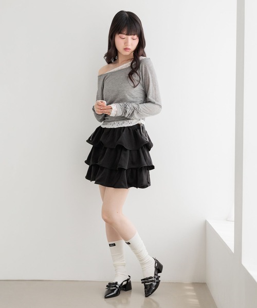 Heather(ヘザー)の「テグスフリルミニスカート 1051930(スカート・レディース・ブラック/アイボリー/ドット・FREE)」の5枚目の写真