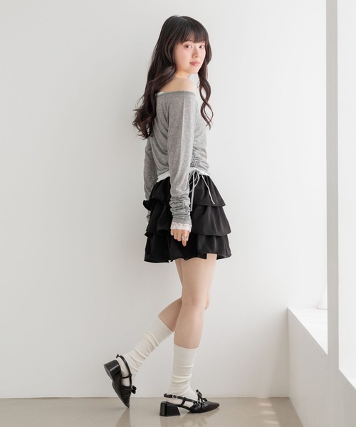 Heather(ヘザー)の「テグスフリルミニスカート 1051930(スカート・レディース・ブラック/アイボリー/ドット・FREE)」の7枚目の写真