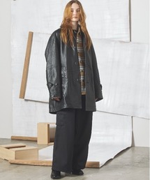 MAISON SPECIAL（メゾンスペシャル）の「《UNISEX》Grain Leather Prime-Over Front Button Single Raglan Half Coat グレインレザープライムオーバーフロントボタンシングルラグランハーフコート【MAISON SPECIAL メゾンスペシャル】（ブルゾン）」