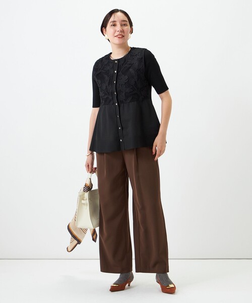 NOLLEY’S(ノーリーズ)の「《手洗い可能》レース付きペプラムベスト(ニット/セーター・レディース・ネイビー/ブラック・38)」の22枚目の写真