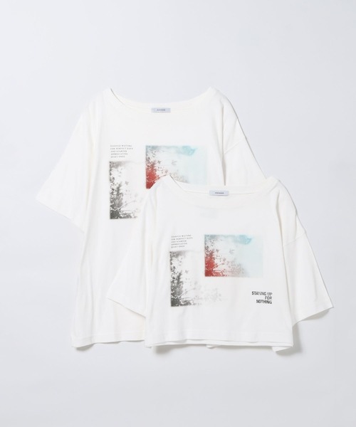 JEANASIS(ジーナシス)の「ArtフォトコラージュボートネックプリントTEE/1055890(Tシャツ/カットソー・レディース・ホワイト/ブラック/チャコール・LARGE/SMALL)」の2枚目の写真