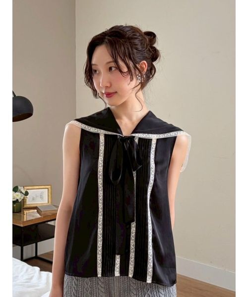 LILY BROWN(リリーブラウン)の「サテンセーラーカラーブラウス(シャツ/ブラウス・レディース・グリーン/アイボリー/ブラック・F)」の19枚目の写真