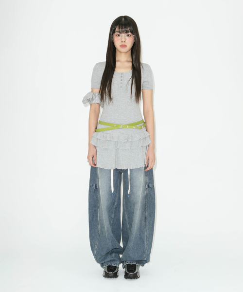 LOTSYOU(ロッツユー)の「lotsyou_Henly Neck Dress Melange Gray(ワンピース・レディース・その他・ONESIZE)」の2枚目の写真