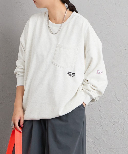 MARMOT（マーモット）の「【WEB先行予約】[Marmot/マーモット] 別注 ワンポイントロゴ刺繍 ポケットスウェット（スウェット・レディース・アッシュグレー/ブラック・M/S/XL/L）」の2枚目の写真