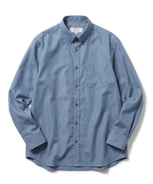 MARUKAWA(マルカワ)の「2026AW Polyester pique fabric ピケ織り 無地 長袖ボタンダウンシャツ(シャツ/ブラウス・メンズ・チャコール/サックスブルー/ベージュ/ブラック・M/L/LL)」の1枚目の写真